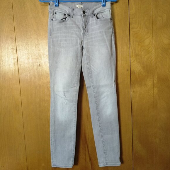 J. Crew Factory Women's Size 25 Gray Stretch Skinny Denim Jeans Distressed - Picture 1 of 6
